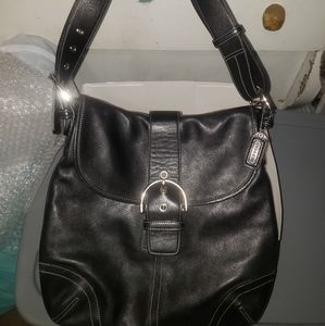 Coach Leather Buckle Shoulder Bag in Black G3S-948